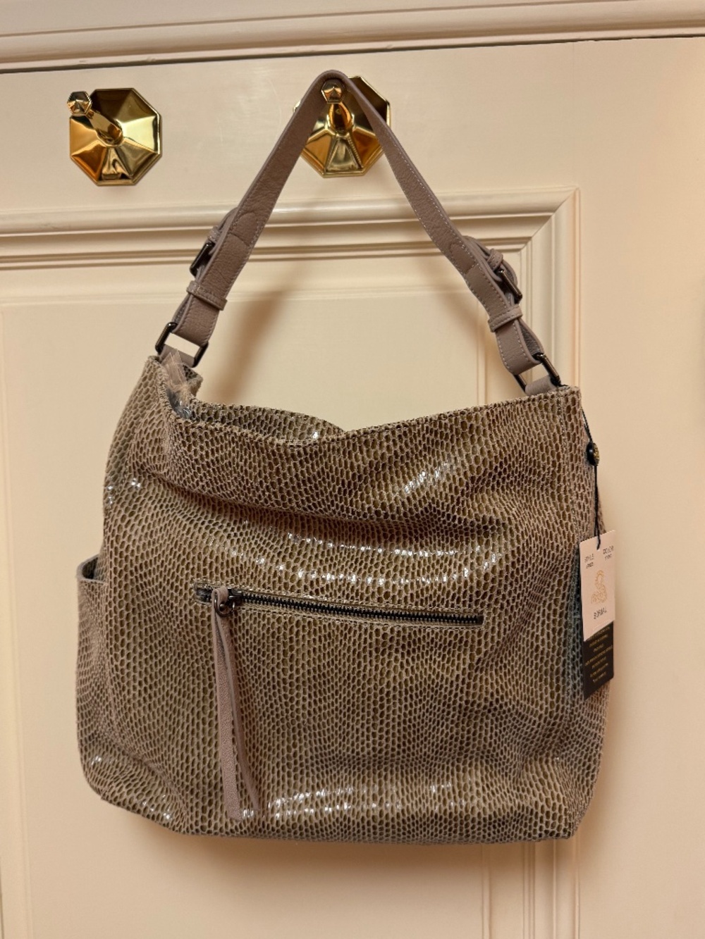 Sorial Sammy Snake Embossed Leather Hobo Bag NWT